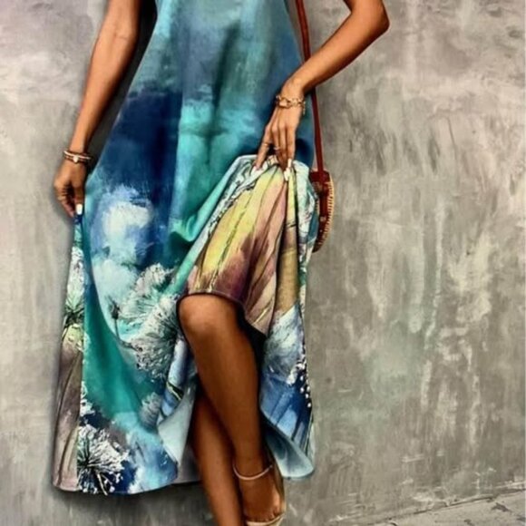 Ladies size XL (12) dandelion print maxi dress - Picture 2 of 11